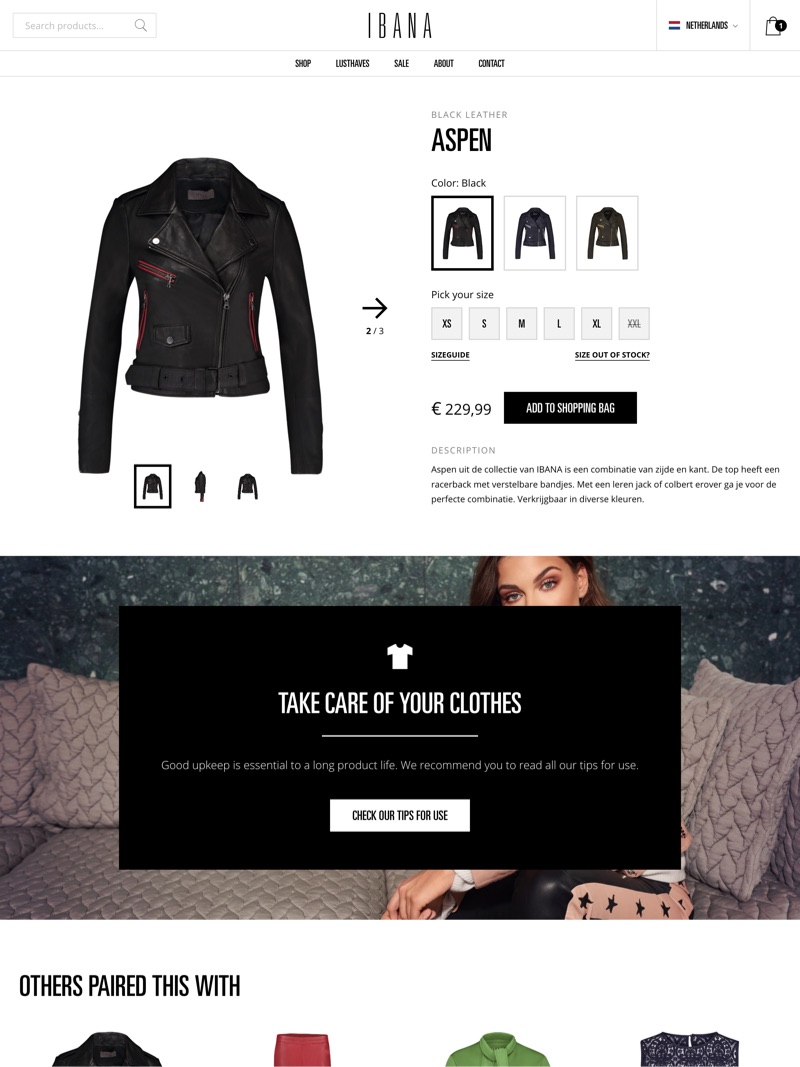 Screenshot ibana website